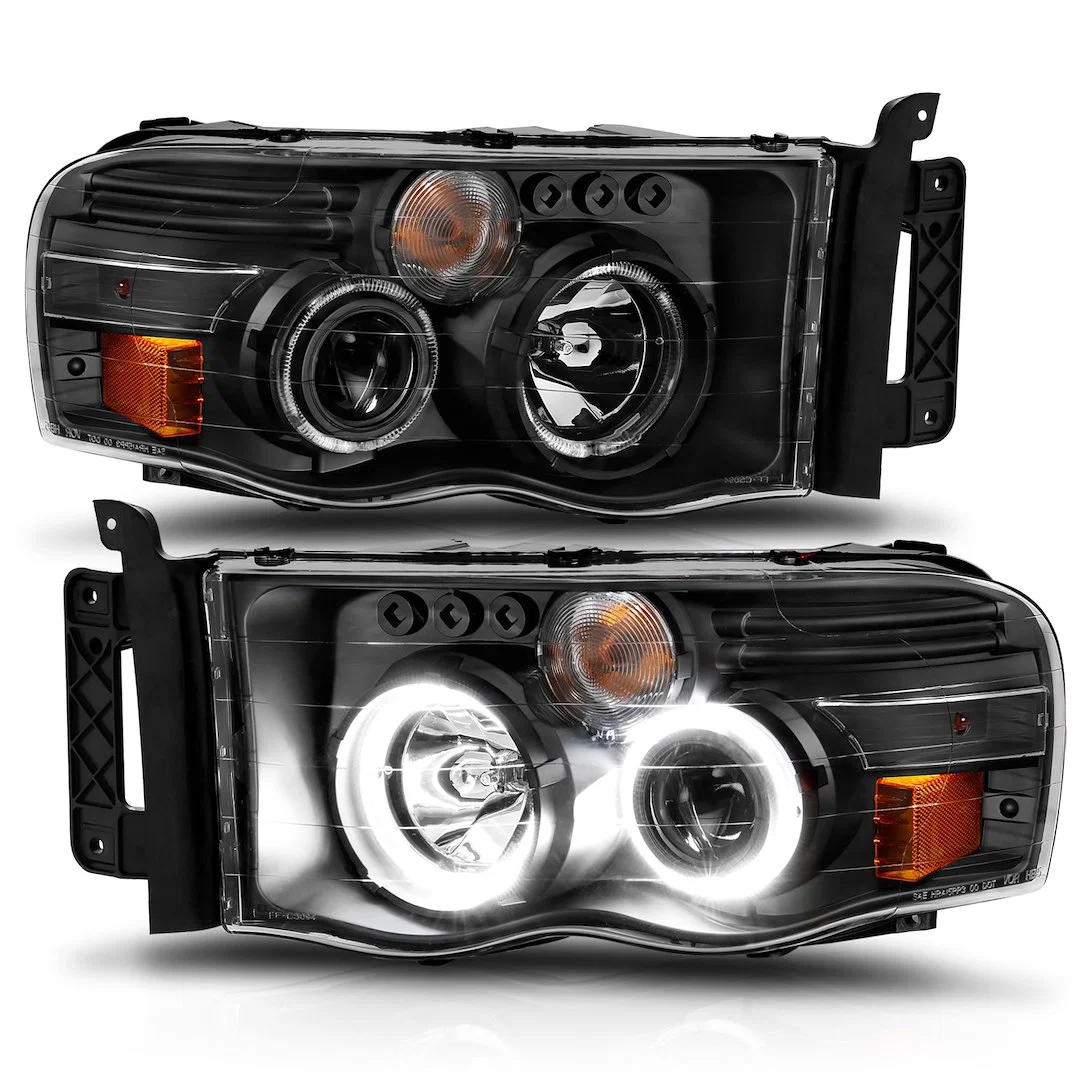 111490 – ANZO Headlight Assembly, Halogen Bulb Projector Beam H1 High Beam Bulb And H3 Low Beam Bulb Clear Lens Black...
